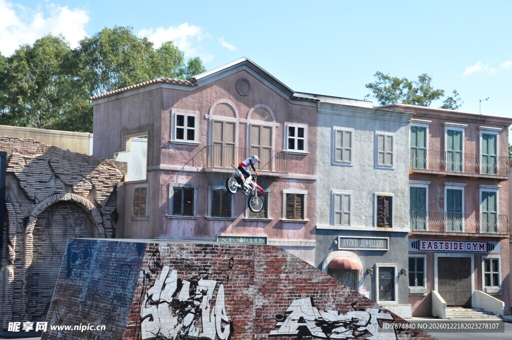 复古小镇街景建筑