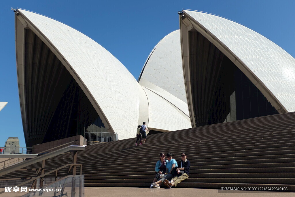 悉尼歌剧院前的游客身影