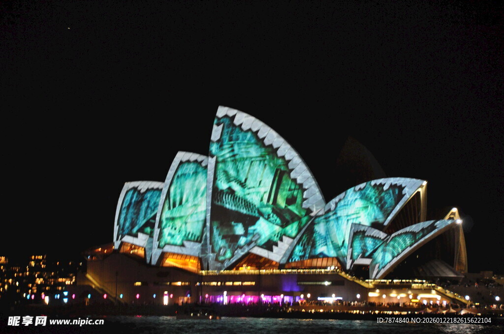 悉尼歌剧院璀璨夜景灯光秀