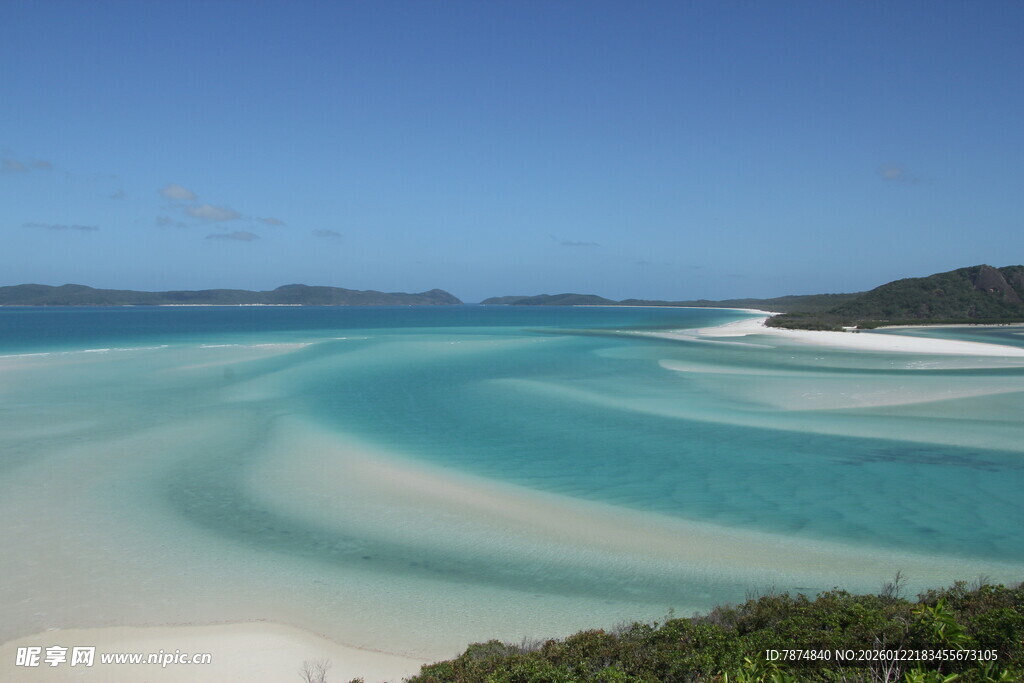 绝美海滩蓝绿水景风光