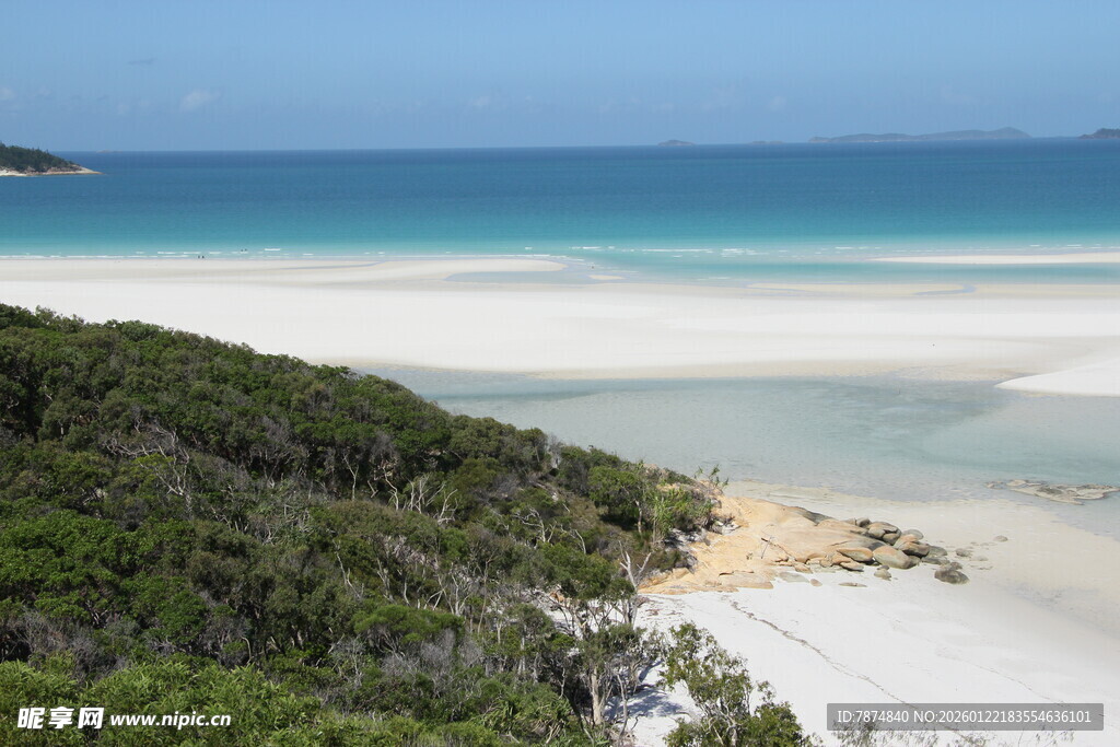 美丽海滨风光 绿植伴沙滩