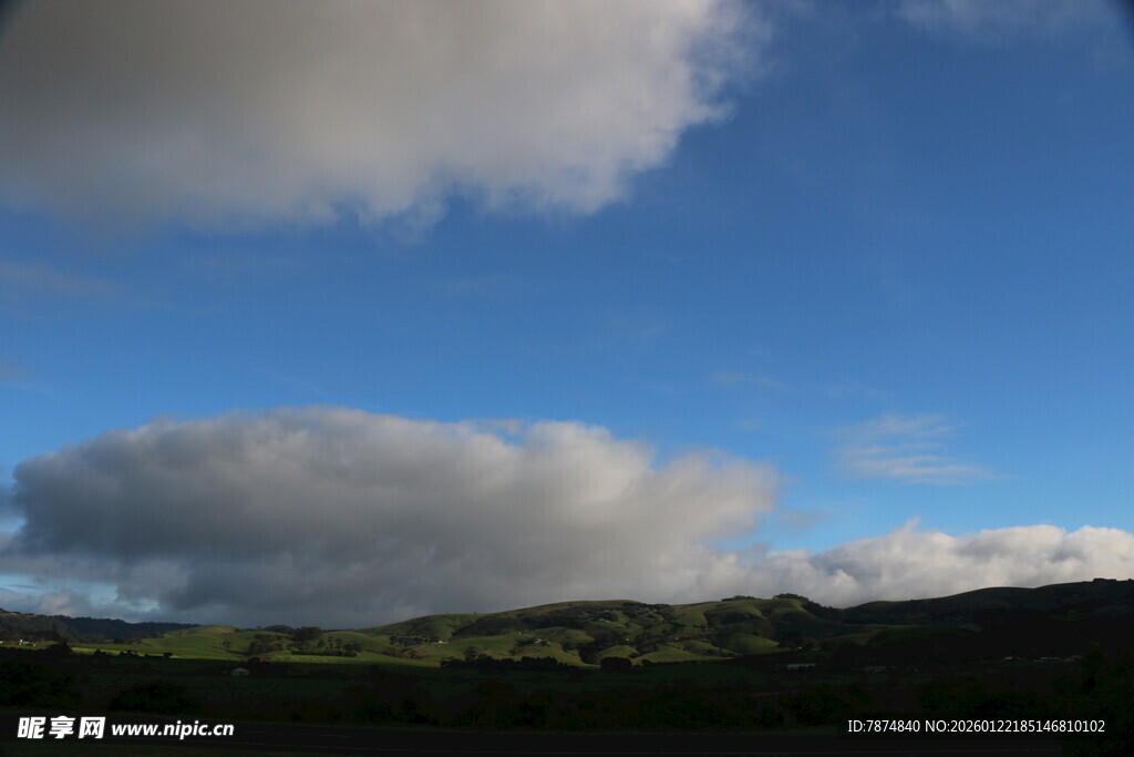 蓝天之下的蓬松云朵