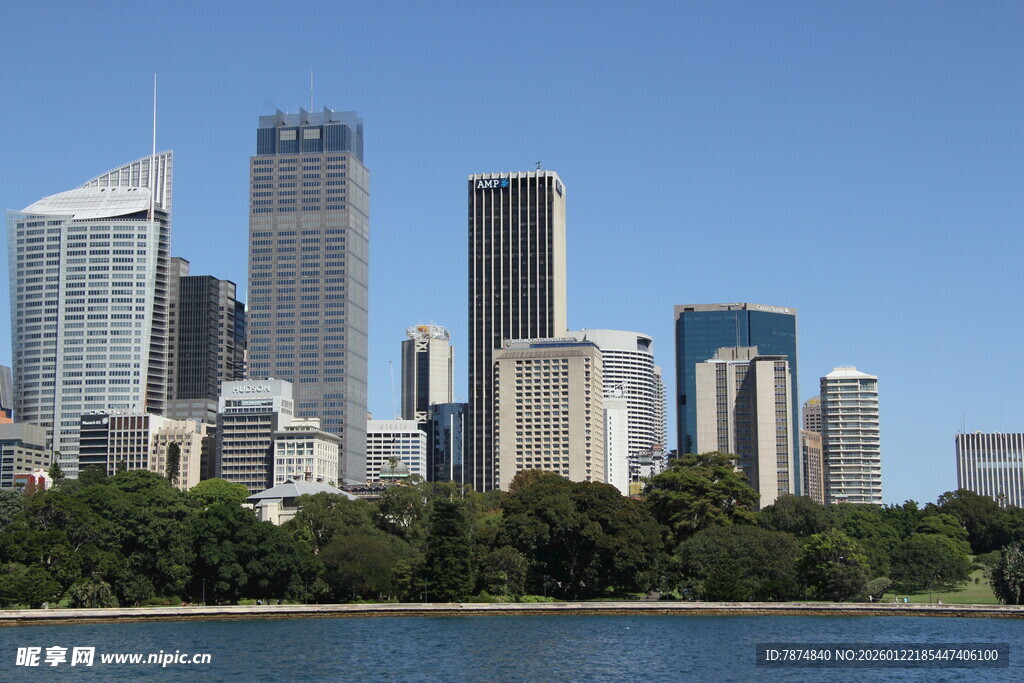 城市天际线与河畔景观