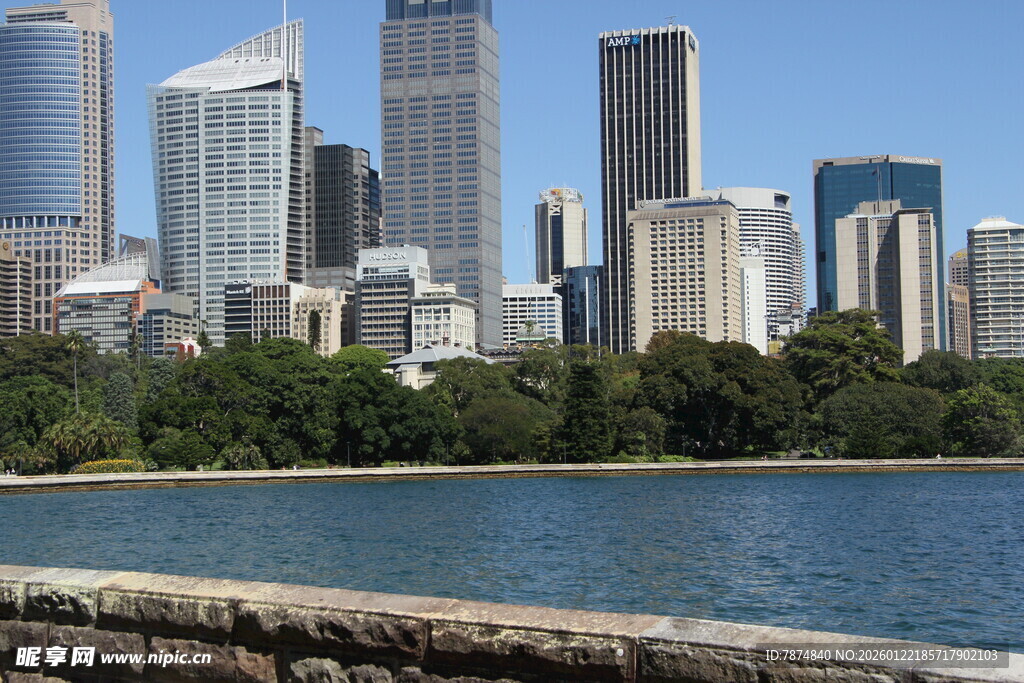 城市河畔的摩天大楼景观