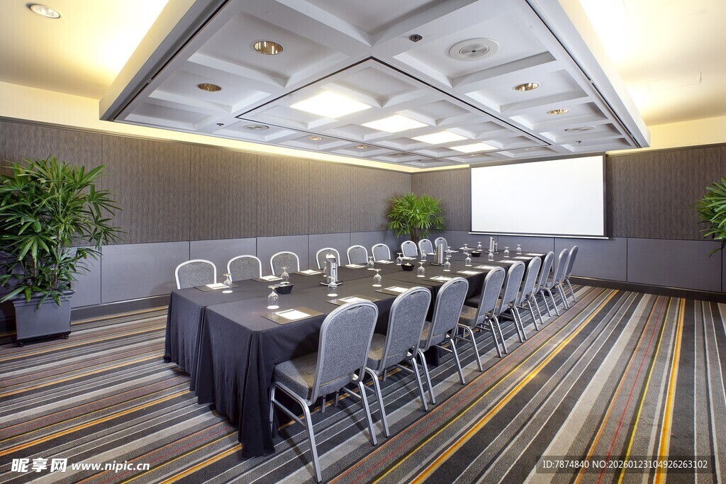 现代会议室布置场景