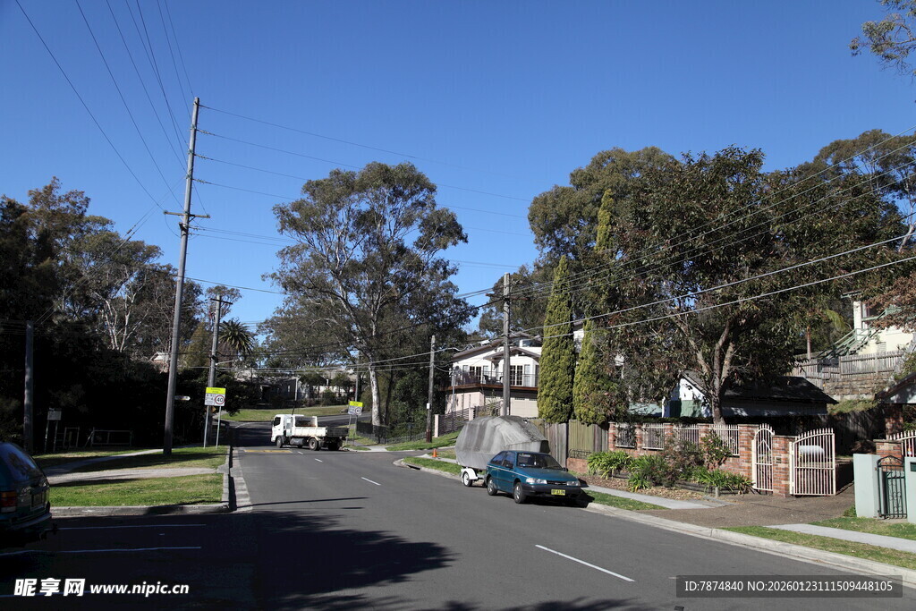 宁静街道上的行驶车辆