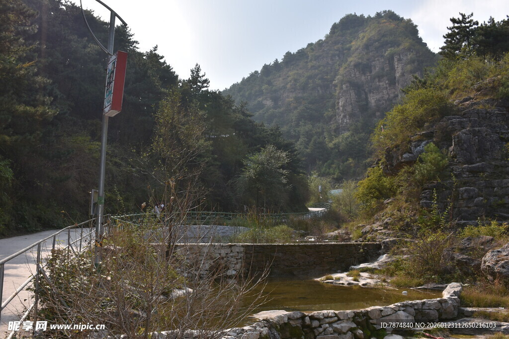 山间公路旁的秀丽自然景致