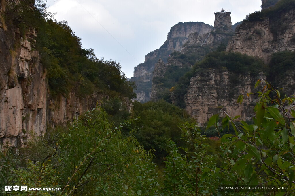 山间峡谷绿意盎然的景致