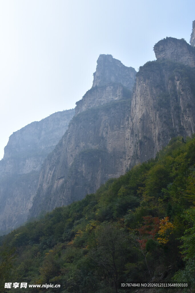 巍峨山峦与葱郁植被景观
