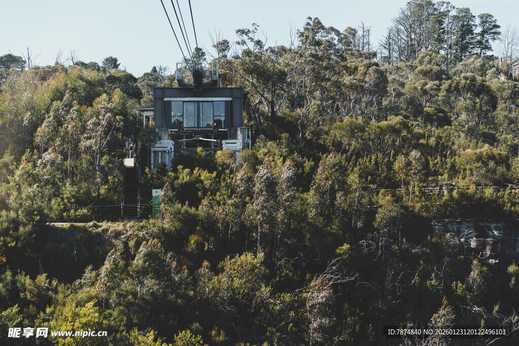 山林间的悬空现代小屋