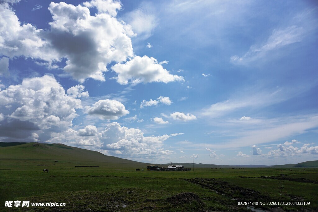 草原蓝天 白云悠悠