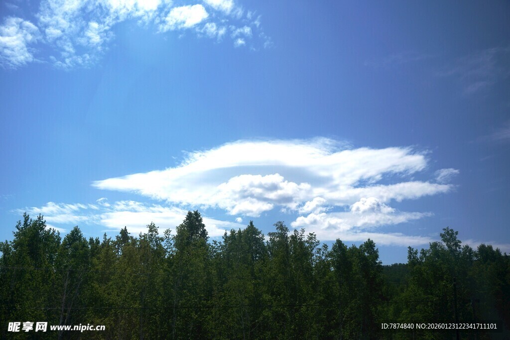 蓝天绿树间的悠然景致