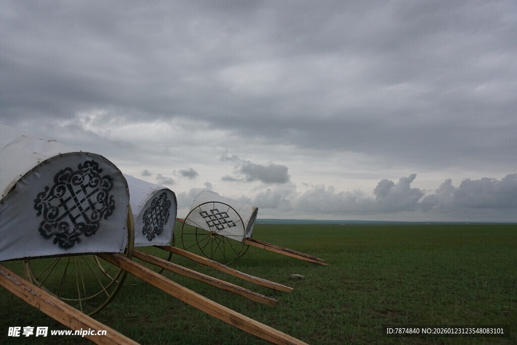 草原上的特色帐篷景观