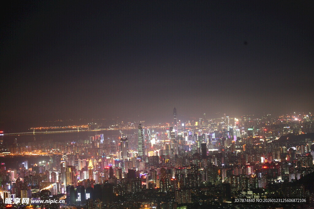 城市璀璨夜景鸟瞰