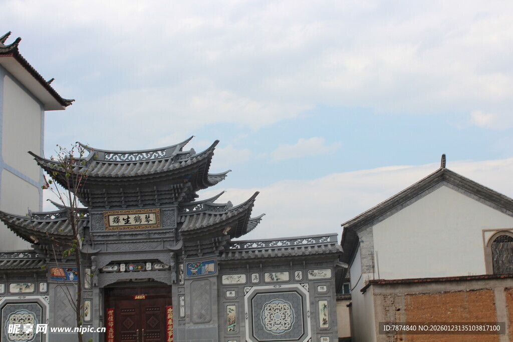 中式传统门楼建筑景观