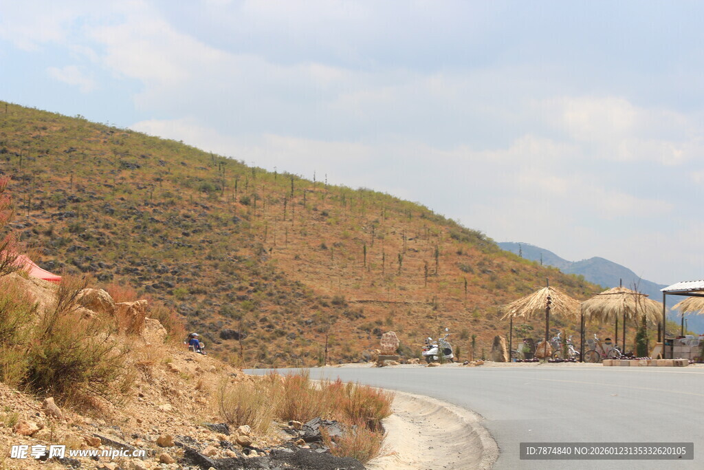 山间公路旁的自然风光