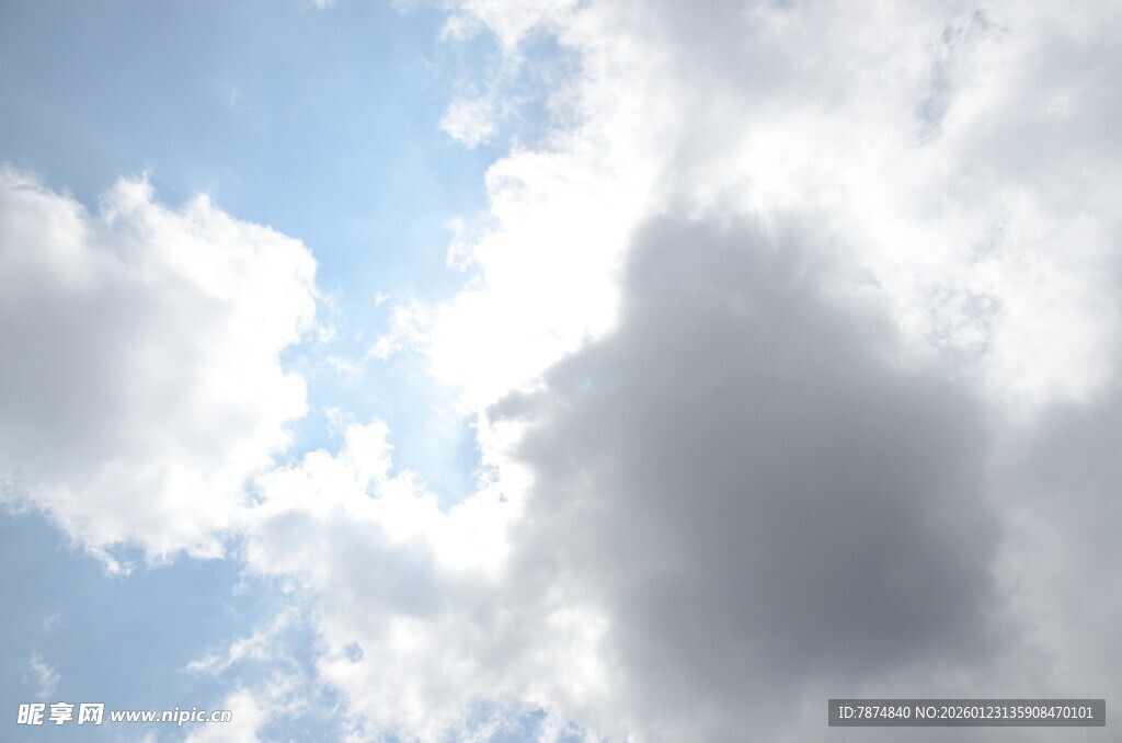 蓝天白云间的云朵景致