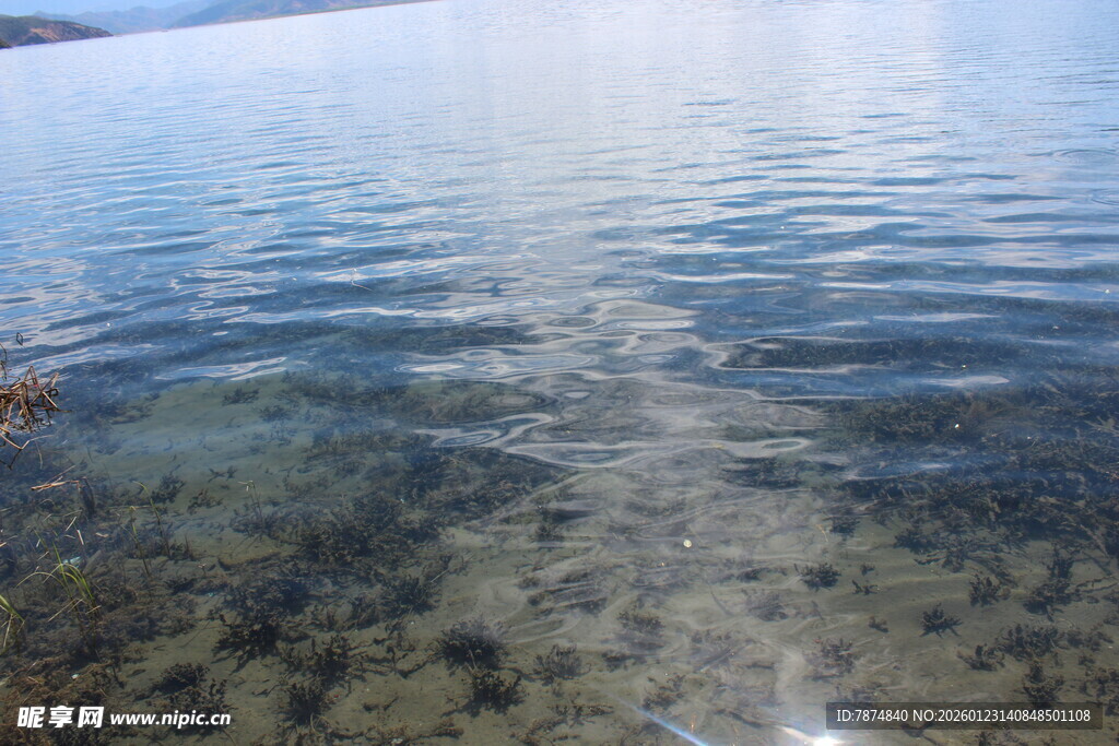 清澈湖水与水底景象