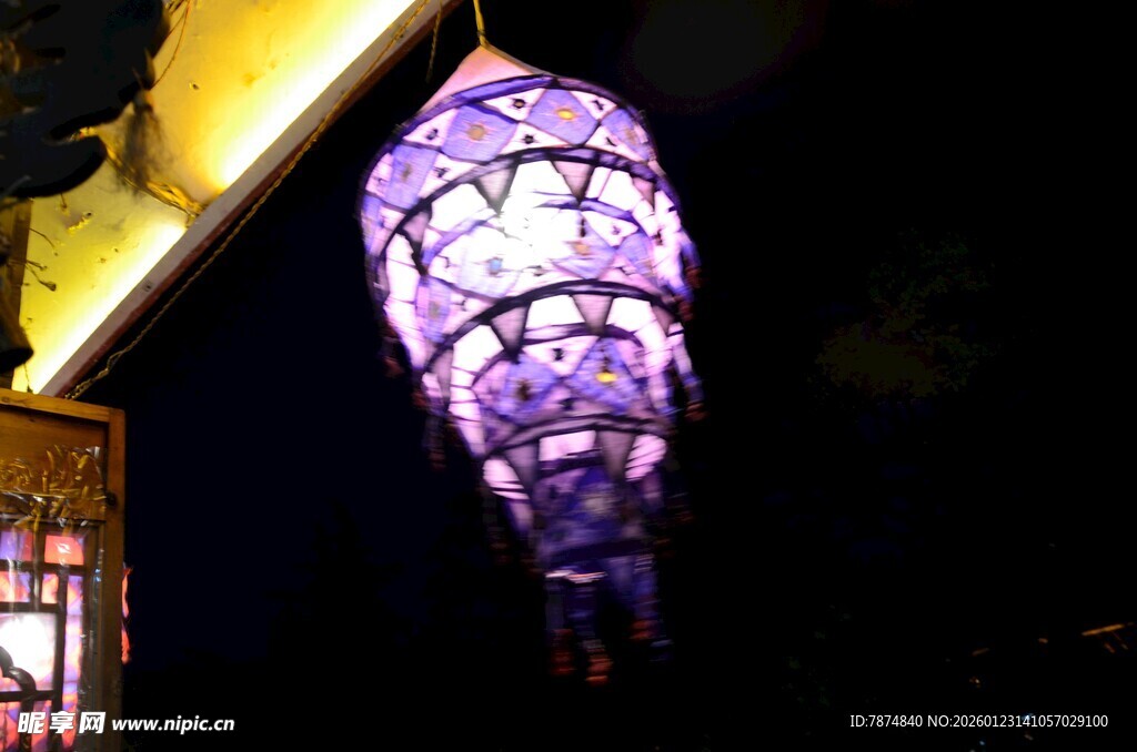 紫色梦幻风户外装饰灯