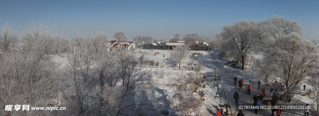 冬日雪景中的热闹游玩场景