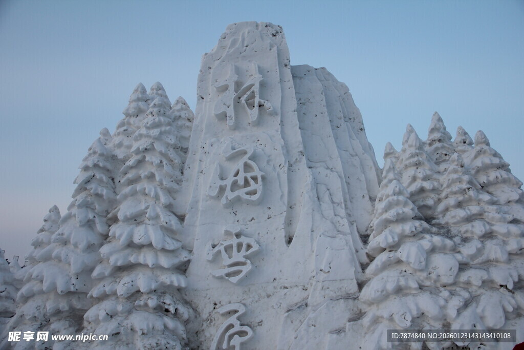 冰雪覆盖的壮观雪松景观