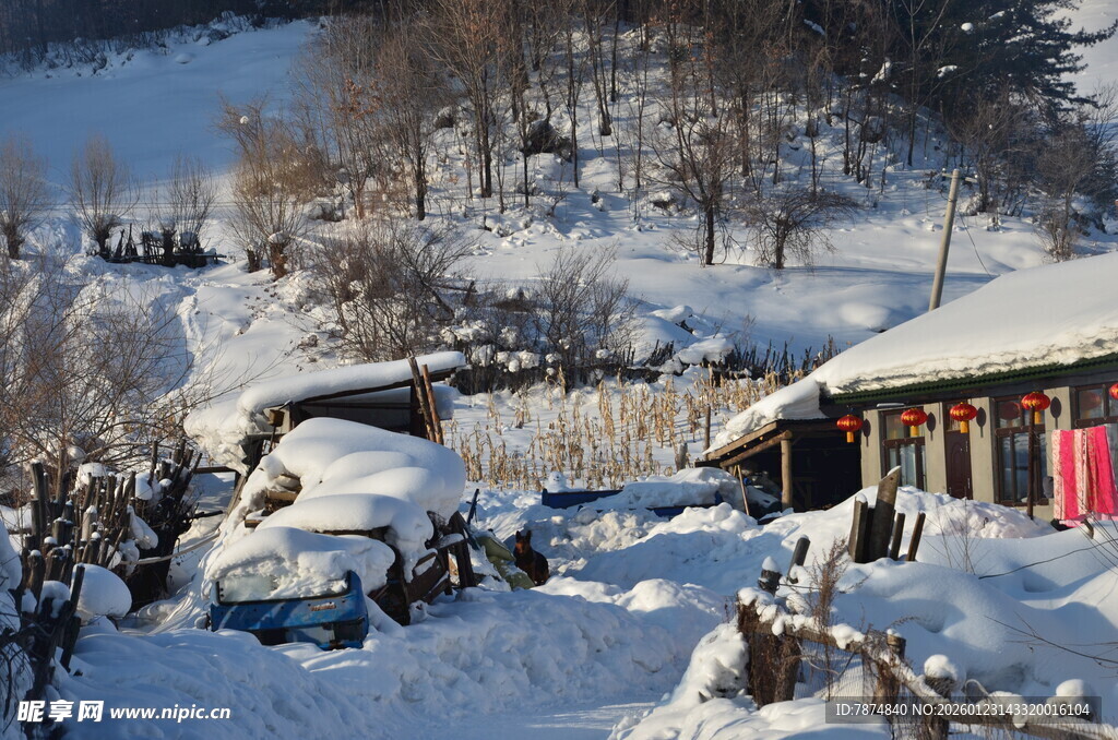 雪覆山村景