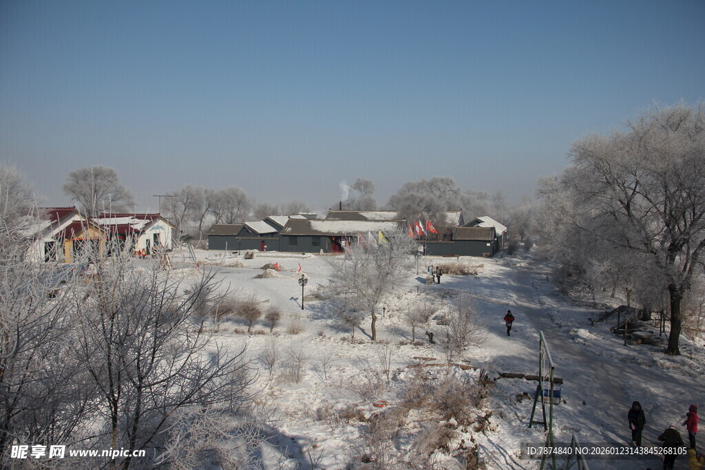 冬日雪覆村庄美景