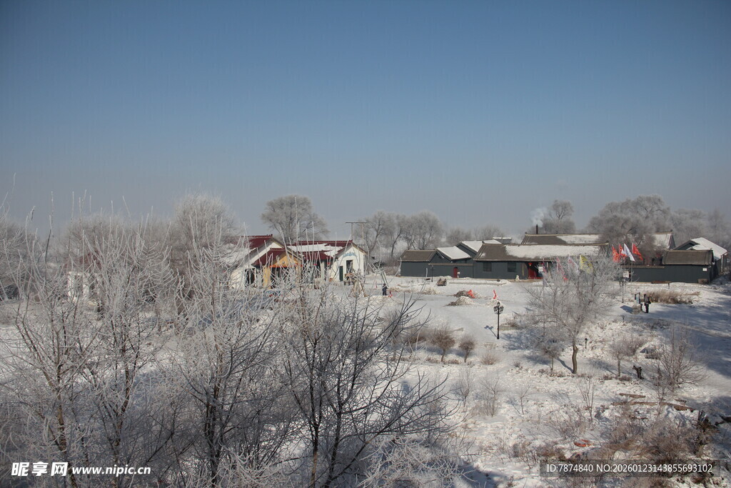冬日乡村雪景风光