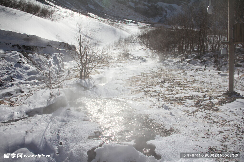 冬日雪景中的静谧山谷 长白山