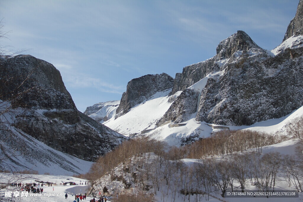 雪山山谷冬季美景 长白山