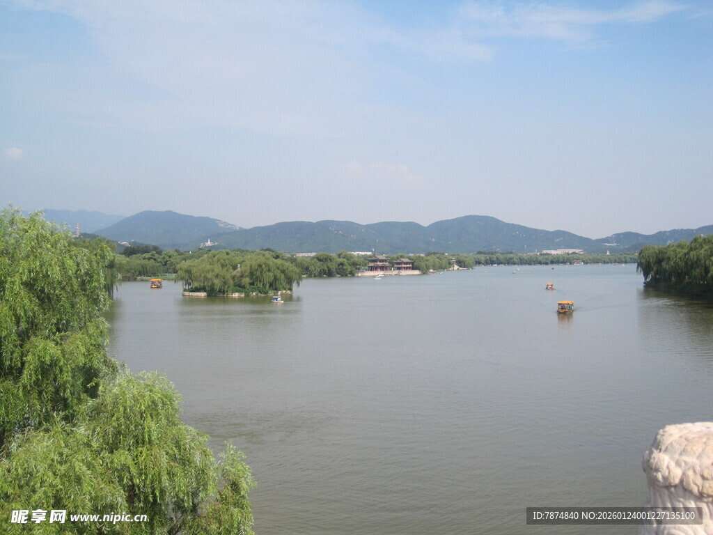 湖畔风光 宁静河流与绿树