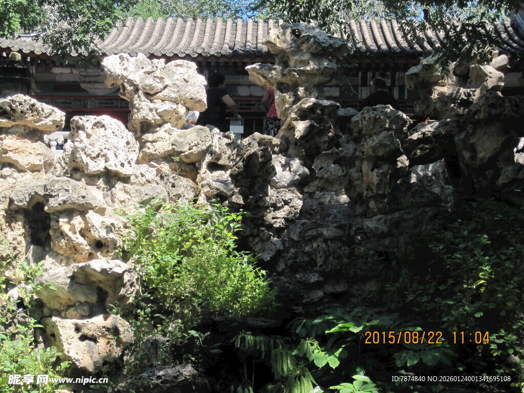 中式园林假山景观一角