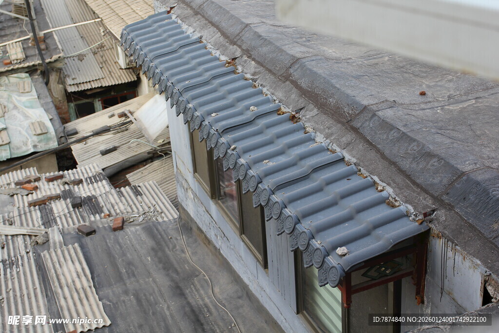 中式古建筑屋檐局部特写