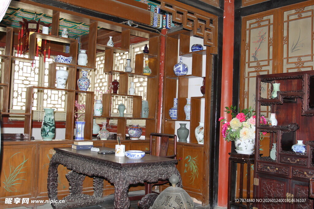 中式古典雅致茶室场景