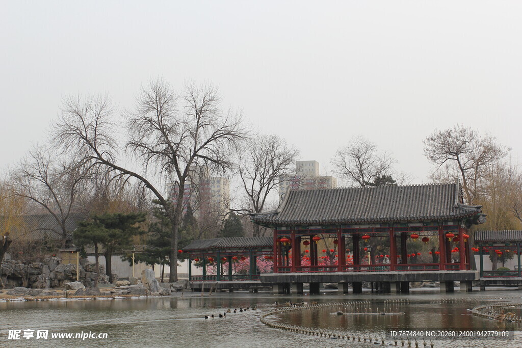 湖畔中式古建景观