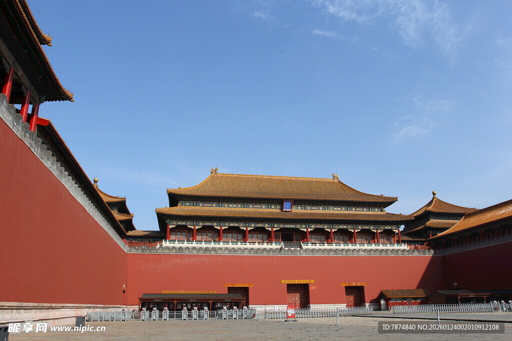 故宫红墙与古建筑景观