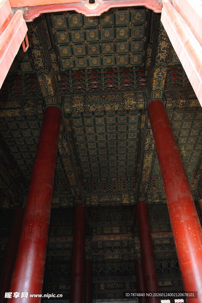 中式古建筑内景精美梁枋