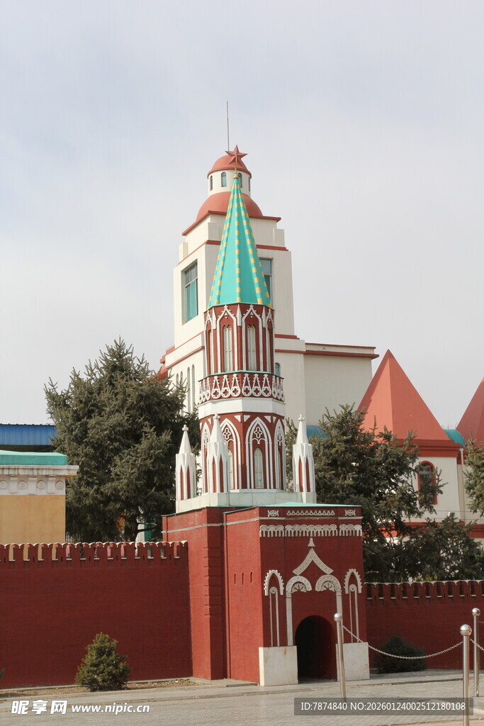 异域风格塔楼建筑景观