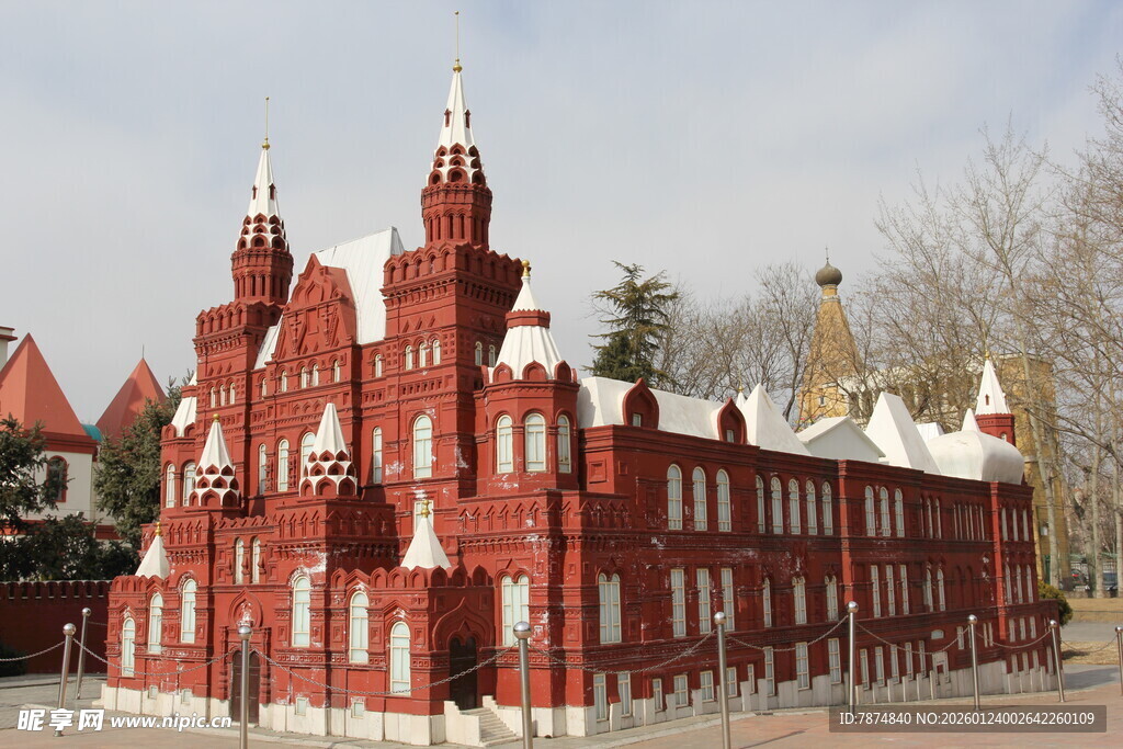俄罗斯风格红色建筑景观