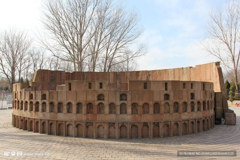 独特砖墙建筑景观
