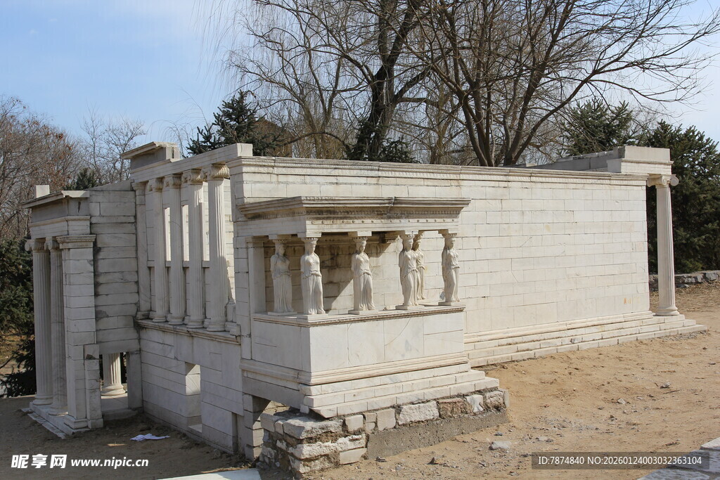 中式古典石建筑景观