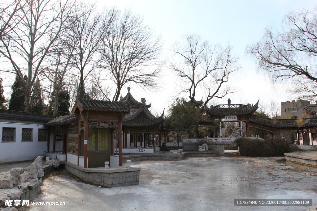 冬日古景 静谧庭院风光