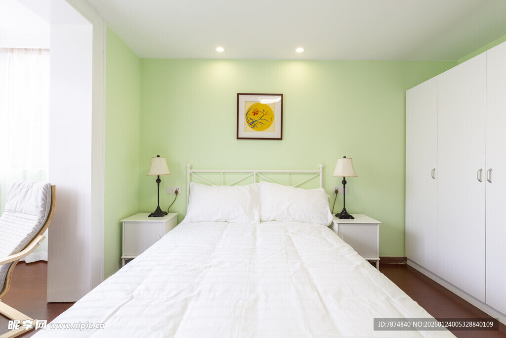 清新简约风卧室室内场景