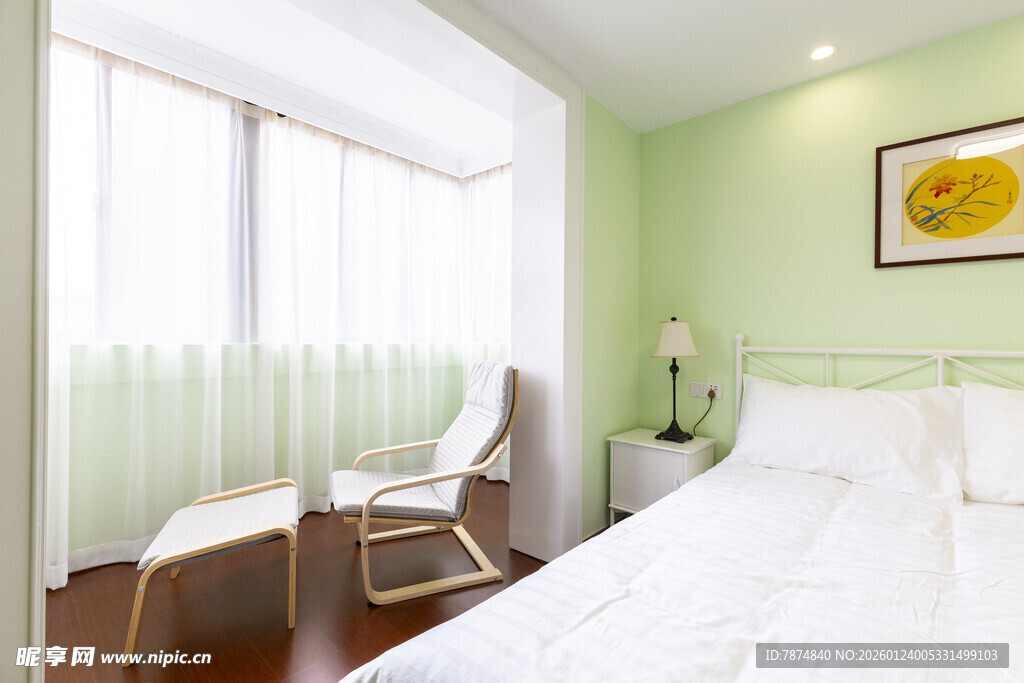 清新简约风卧室室内场景