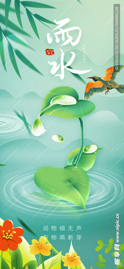 雨水时节荷塘清新景象