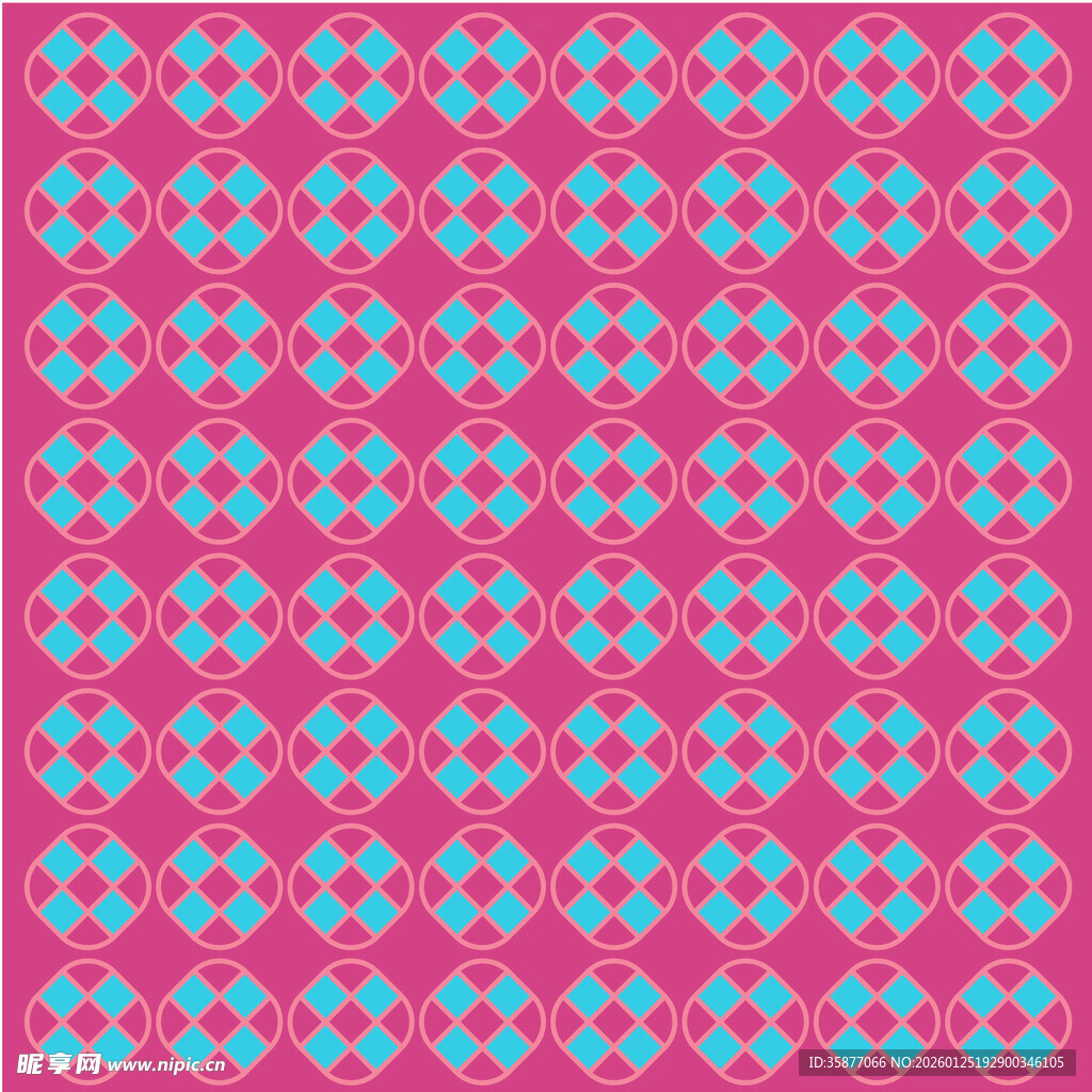 粉色底蓝花纹几何图案