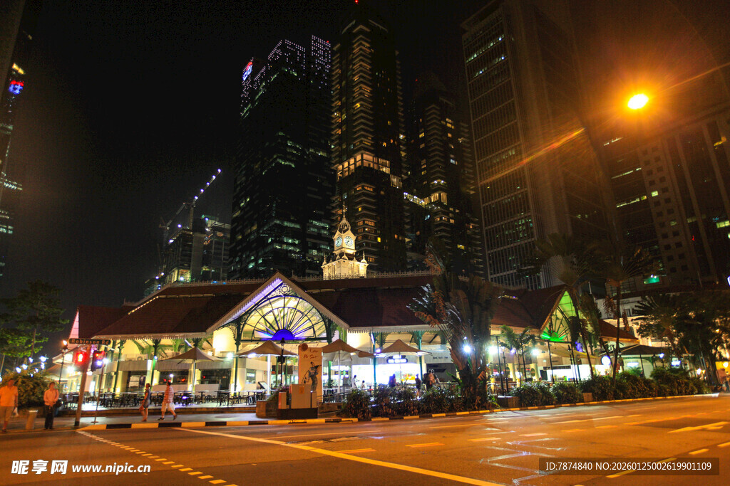 城市夜晚灯火璀璨的街景