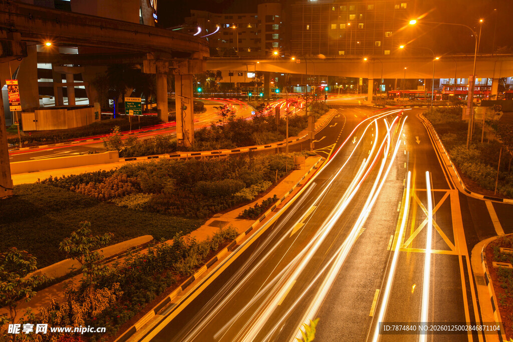 城市夜景车流光影之美