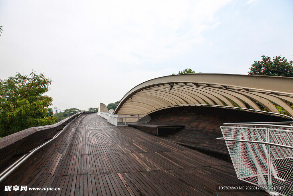 现代风格弧形木质景观桥