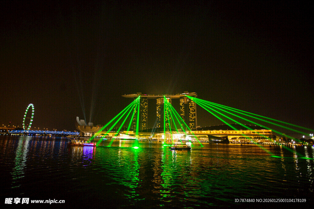 璀璨灯光下的桥梁夜景
